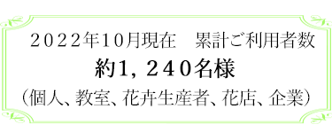レジンフラワーテキストの累計ご利用者数表示画像,2022年10月現在累計1240名様
